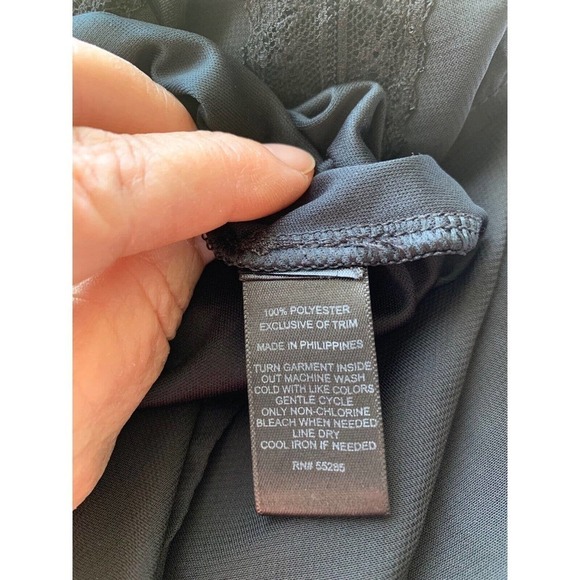 Express Dress Womens Sz Medium Black Top Layer Sheer Full Cami Lace Sleeveless - Picture 9 of 10